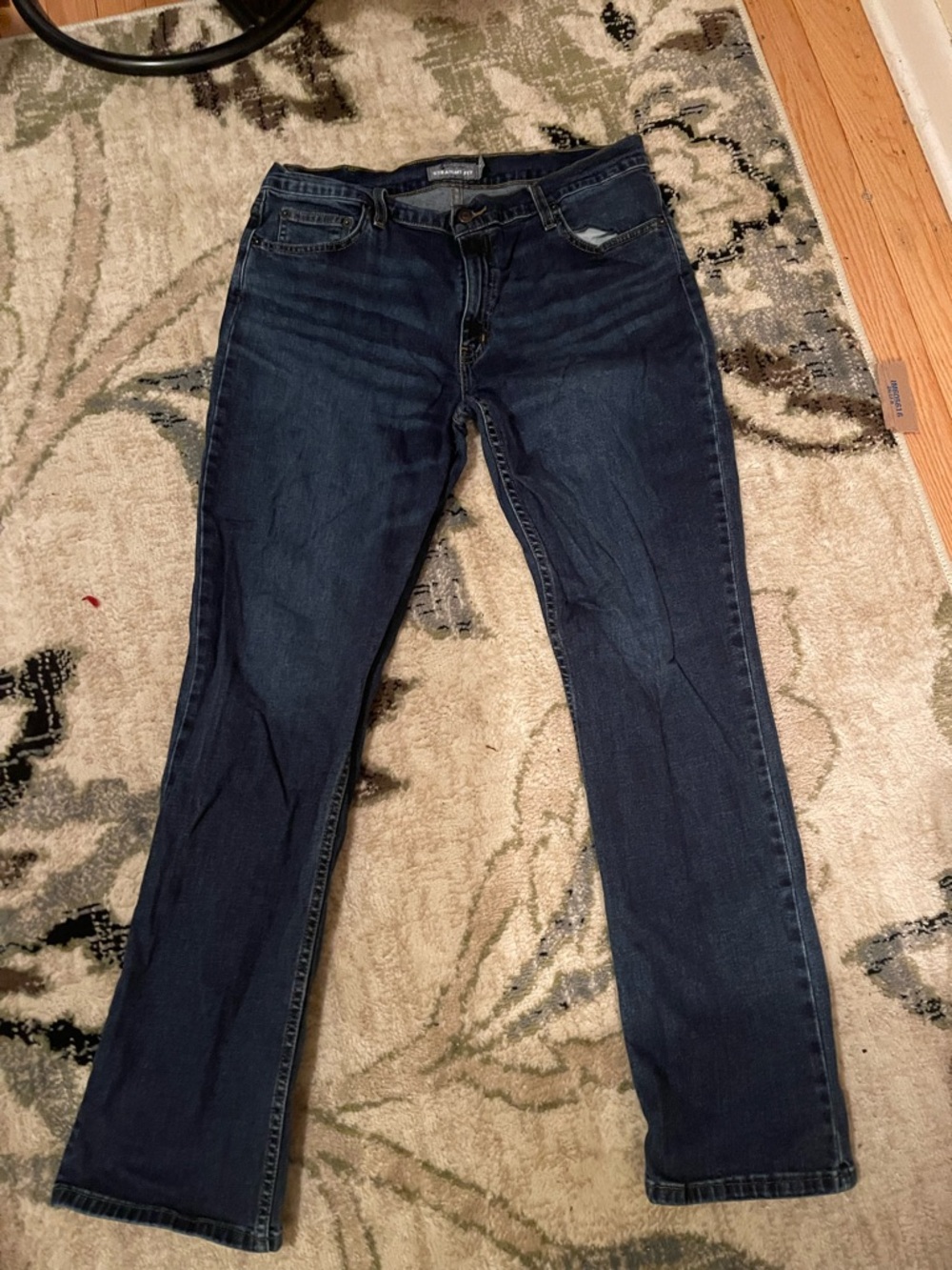 Men's Straight Jeans in Dark Blue Wash